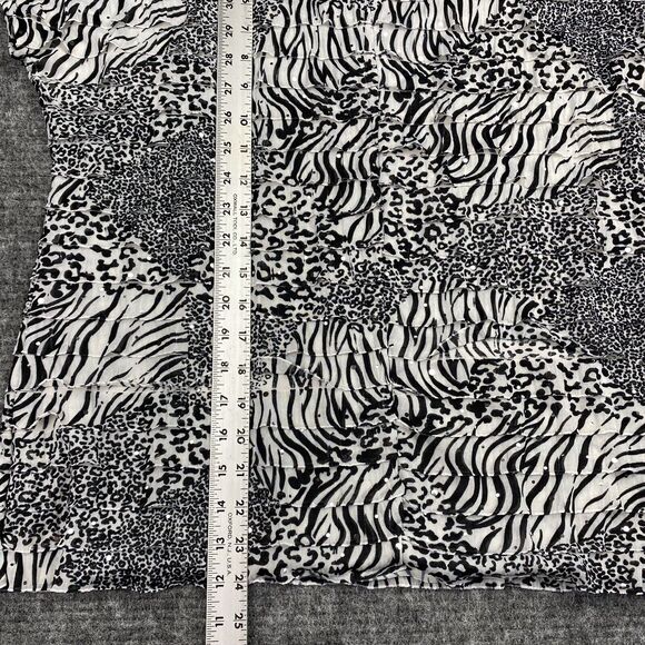 Notations Blouse Womens 1X Plus‎ Size Ruffled Sequin Top Zebre Cheetah Print - Picture 11 of 12